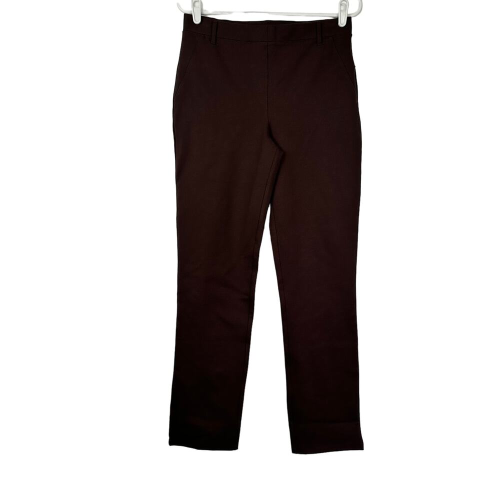 NWT Quince Ultra-Stretch Ponte Straight Leg Pants Dark Brown Med